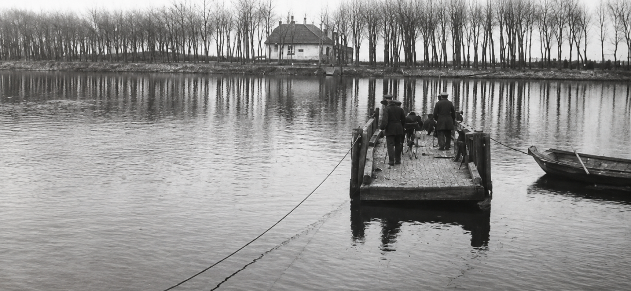 Historische veerpont op het water